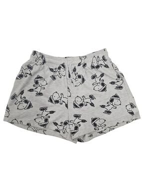 Peanuts Snoopy Ice Skating Sleep Shorts Medium Gray Pajama Lounge Shorts Pockets
